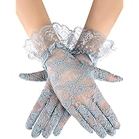 Women's Short Sheer Lace Gloves Summer Gloves for Wedding Party
