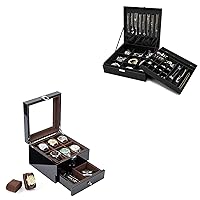 Jewelry Box Bundle with 2-Tier Lacquered Display Case for Wristwatch