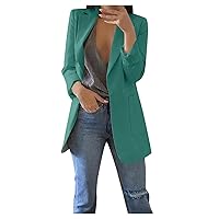 Tops Blouses Women's Casual Solid Color Loose Cardigan with Pocket Lapels Elegant Long Sleeve Coat Work Jacket Shirts