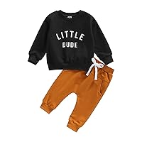wdehow Toddler Baby Boy 2Pcs Outfits Letters Print Pullover Tops + Drawstring Pants Set Fall Winter Clothes