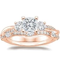 Petite Twisted Vine Moissanite Diamond Ring Set, 1 CT Princess Moissanite Engagement Ring Set, Wedding Ring Set, Bridal Ring, Promise/Anniversary Rings for Wife
