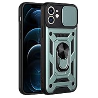 LOFIRY- Case for iPhone 14/14 Plus/14 Pro/14 Pro Max Ring Stand Holder Military Grade Protective Case with Camera Cover Slide Armour Tough Phone Case Cover Green