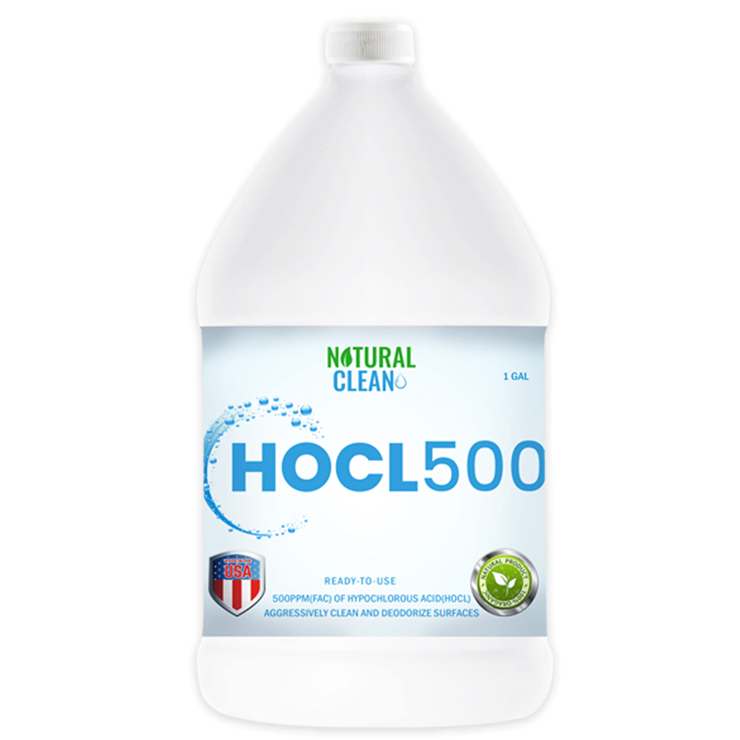 Hypochlorous Acid Hospital-Grade Cleaner - HOCL500 (1-Gallon) 500 PPM Professional Surface Cleaner for ULV Foggers & Sprayers, Home Use, Medical an...