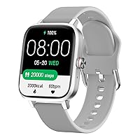 Luoba Smartwatch Men Women with Phone Function, 1.69 Inch Fitness Tracker Watch with Calories, Stopwatch, Pedometer Sports Watch, Fitness Watch for iOS Android, Silver