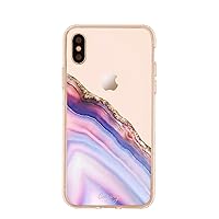 Case Designed for The iPhone X/Xs, Pink & Blue Agate (Exotic Marble) - Military Grade Protection - Drop Tested - Protective Slim Clear Case