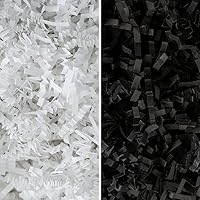MagicWater Supply - White & Black (1 LB per color) - Crinkle Cut Paper Shred Filler great for Gift Wrapping, Basket Filling, Birthdays, Weddings, Anniversaries, Valentines Day