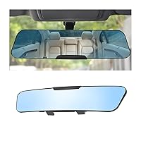 8sanlione Car Rearview Mirrors, Interior Clip-on Panoramic Trapezoid Rear View Mirror for Car, Wide Viewing Range, 12 inch HD Universal Use for Cars, SUVs, Trucks, Vehicles (Blue)