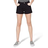 Tinseltown Juniors' Frayed Denim Shorts (Black Wash, Size: Large-11)