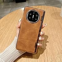 Cell Phone Case Wallet Compatible with Huawei Mate X3 Case,Vintage Leather Suede Folio Flip Slim Case,Electroplated PC Case with Hinge+Camera Lens Protector Full Protective Rugged Cover ( Color : BROW