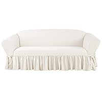 SureFit Essential Twill Box Sofa Slipcover in White