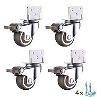 FBBSZSD L Shape Moving Caster Wheels,4Pcs Small Castor Wheels,360° Swivel Caster Wheels for Furniture,Trolley Wheels in Rubber,Flower Stand Baby Bed Castors,5-Hole Positioning(+un