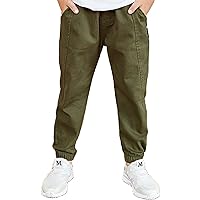 Kids Boys Cargo Jogger Pants with Pockets Active Sport Sweatpants Outdoor Holiday Playwear Trousers