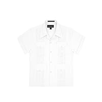 G-Style USA Boys Junior Guayabera Cuban Short Sleeve Embroidered 4 Pocket Shirt