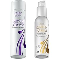 Vitamins Keratin Purple Shampoo and Hair Serum Kit - Violet Blue Shampoo Anti Brassiness for Bleached Blonde Platinum Silver White Gray Dry Damaged Hair and Heat Protectant, Anti Frizz Gloss Boost