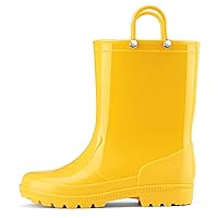 HISEA Kids Rain Boots for Toddler Boys Girls, Waterproof Rubber Boots with Easy-On Handles, Seamless PVC Rainboots Lightweight Mud Shoes for Water Beach Outdoor Playing (Toddler/Little Kid/Big Kid)