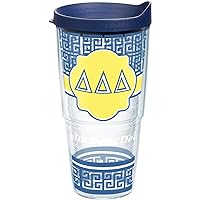 Tervis Sorority - Delta Delta Delta Geometric Tumbler with Wrap and Navy Lid 24oz, Clear