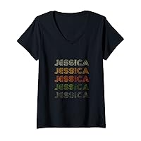 Womens Love Heart Jessica Tee Grunge/Vintage Style Black Jessica V-Neck T-Shirt