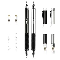 3 in 1 Stylus, Disc Stylus Touch Screen Pens and Gel Pen Combo, 2 Pcs with 6 Replacement Tips for All Touch Screens Tablets and Cell Phones, iPhone/iPad/Samsung/Lenovo and More