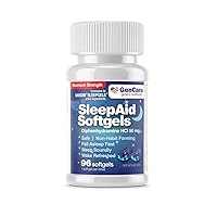 Maximum Strength Nighttime Sleep Aid Supplement for Adults by GenCare- Deep Sleep Pills with Diphenhydramine HCl 50mg to Fall Asleep Faster- Strong Non-Habit Forming PM Sleeping Relief [96 Softgels]