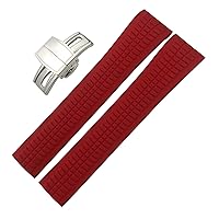 21mm Rubber Watchband for Patek Aquanaut Philippe for PP 5164A 5167A Silicone Watch Strap Braceletes Waterproof (Color : Red Silver, Size : 21mm)