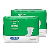 Incontinence Guards for Men, Maximum Absorbency, 104 Count, 2 Packs of 52, White (Previously Solimo)