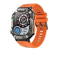 Smart Watch Motion Track Smartwatch 2.0 Inch 650 Mah Large Battery Watch Compass Watch (Color : Black Orange)