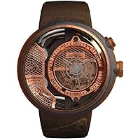 Copper X - Men’s Watch with Patented LED Lighting System, Swiss Designed, 46-47 MM Stainless Steel Case, Brown Leather Strap, ZZ-D1C/02-CLC