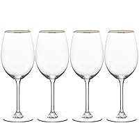 Mikasa Julie Gold Set of 4 White Wine Glasses, 16.5-Ounce, Clear