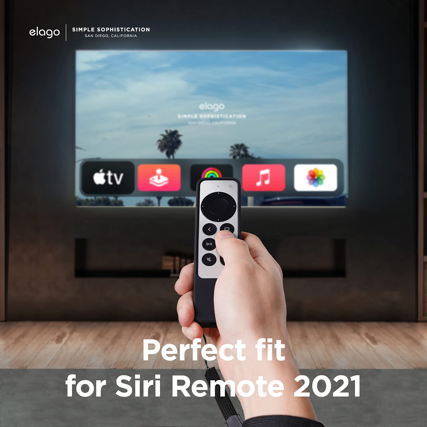 elago R1 Case Compatible with 2022 Apple TV 4K Siri Remote 3rd Gen, Compatible with 2021 Apple TV Siri Remote 2nd Gen- Magnet Technology, Lanyard Included, Full Access to All Functions [Black]