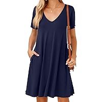JollieLovin Women V Neck Plus Size Casual Summer Dress 2024 Short Sleeve T Shirt Loose Sun Dress