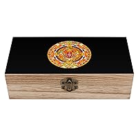 Mayan Aztec Calendar Funny Wooden Storage Box with Hinged Lid and Front Clasp Jewelry Gift Boxes for Crafts and Home Decor 8