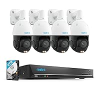REOLINK 4K PTZ Surveillance System, 4Pcs 4K PoE Security Cameras with 3D 16X Optical Zoom RLC-823S2 Bundle with 16CH NVR RLN16-410, Secure 24/7 Local Storage, Auto Tracks, Human/Vehicle/Pet