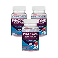 Phazyme Gas and Acid Relief Chewable, 250 mg - 24 ct, Pack of 3