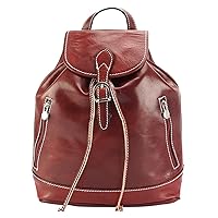 Genuine Leather Backpack Made in Italy Vintage, red