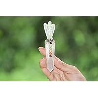 Jet Crystal Quartz Angel Chakra Wand Stick Approx. 5-5.5 inch Energized Charged Cleansed Programmed Pure Genuine Stick Free Booklet Jet International Crystal Therapy Handcrafted