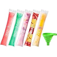 Popsicle Bags 180 Pack Ice Pop Bags Disposable Popsicle Pouches with Silicone Funnel, DIY Popsicle Freezer Bags for Kids Healthy Snacks, Yogurt Sticks, Juice and Fruit Smoothies and Ice Candy Pops