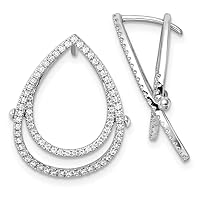 14k White Gold Lab Grown Diamond Teardrop Fashion Hinged Earrings Measures 21.2mm Long Jewelry for Women