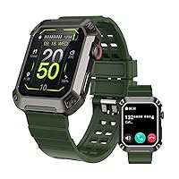 Smart Watches for Men with Bluetooth Call Tactical Outdoor Sports Smartwatch for Android iPhone Waterproof Fitness Watch with Blood Pressure Heart Rate Step Counter