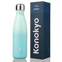 Insulated Water Bottles,17oz Double Wall Stainless Steel Vacumm Metal Flask for Sports Travel,Mint