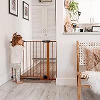 Toddleroo by North States Woodcraft Steel Baby Gate: Self-Closing Child Gate with Hold-Open Feature. Pressure Mounted Baby Gate with Door, Fits Openings 29.75” to 40.5” Wide. (30