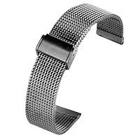 18MM 20MM 22MM Balck Stainless Steel Mesh Watch Band, Exquisite Watches Strap with Hook Buckle, Premium Replacement Wristwatches Band