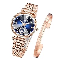 Women's Wristwatch, Quartz Watch, Cute, Stylish, Waterproof, Casual, Simple Dial, Double Opening, Stainless Steel Band, For Girlfriend, Mother's Day, Gift, For Women, Green, Christmas Gift, Rose Gold