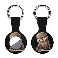 Cute Sea Otter Printed Silicone Case for AirTags with Keychain Protective Cover Air Tag Finder Tracker Accessories Holder