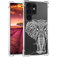 Case Compatible for Samsung Galaxy S23 Ultra Cute Clear for Women Girly Designer Girls, Transparent Phone Case Design Compatible with Samsung Galaxy S23 Ultra (Beautiful Elephant Line Art)
