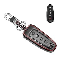 MECHCOS Compatible with Ford Edge Escape Expedition Explorer Fiesta Flex Focus Taurus C-Max Lincoln MKS MKT MKX Navigator MKZ Key Fob Cover Case Leather Holder Bag Key Chain