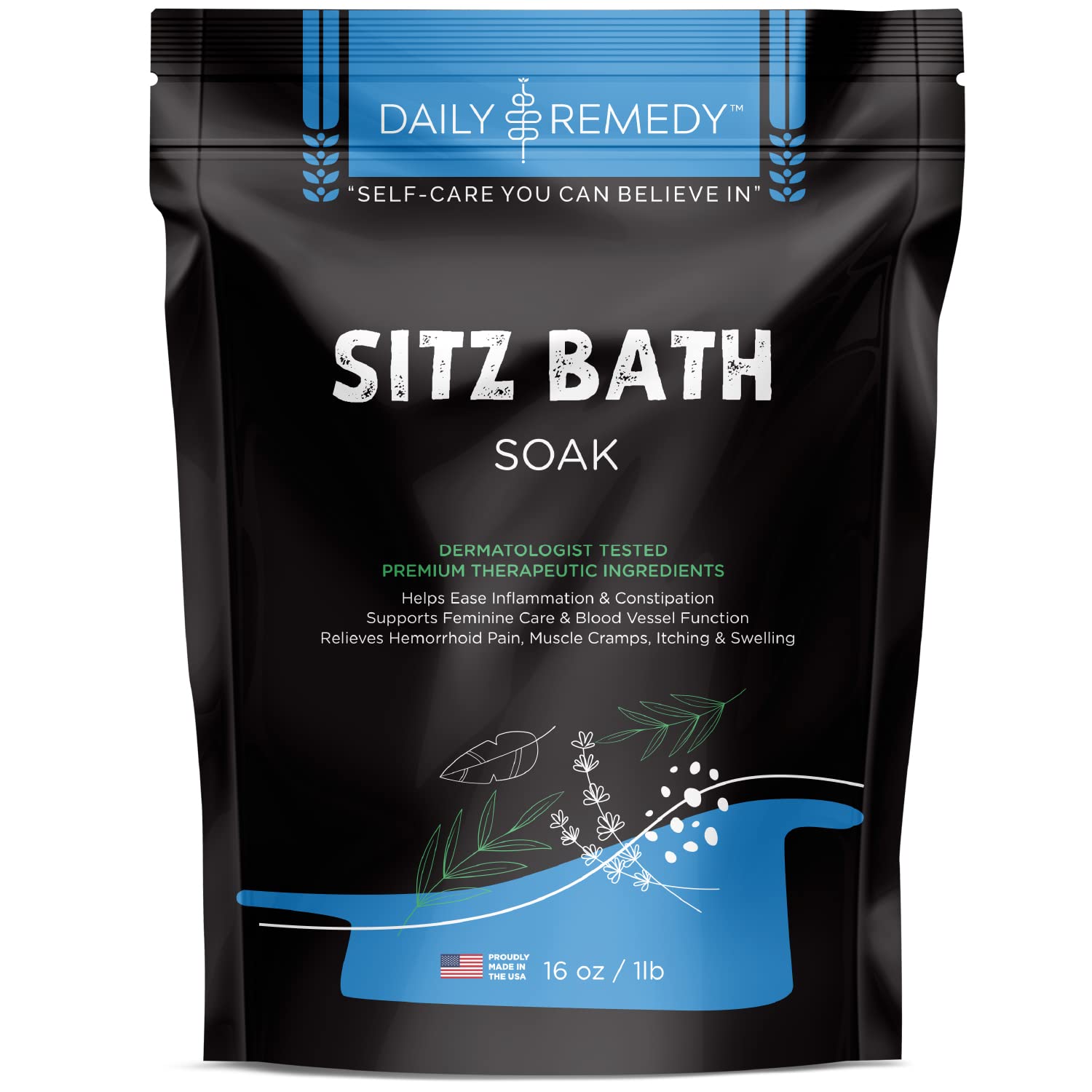 All Natural Sitz Bath Soak with Epsom Salt - Made in USA - for Postpartum Care, Hemorrhoid Treatment, Fissure Treatment & Yoni Steam - Perineal Soaking Bath That Soothes and Cleanses Inflammation