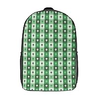 Alien Faces Green Squares 17 Inches Unisex Laptop Backpack Lightweight Shoulder Bag Travel Daypack