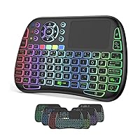 Mini Wireless QWERTY Full Keyboard Touchpad Mouse Combo | Colorful Backlit keypads | BT 5.2 + 2.4Ghz Wireless Technology | Rechargeable Li-ion Battery |