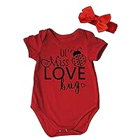 Petitebella Lil' Miss Love Bug Red Bodysuit Baby Romper Nb-18m