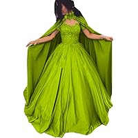Women's Off Shoulder Sweetheart Quinceanera Dresses Cape Long Two Piece Prom Dress